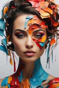 woman, face, art